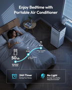 9,000 BTU 4-in-1 Portable Air Conditioner — Cooling, Dehumidifier, Fan & Sleep Mode, 20m² Coverage, Digital Display, 24hr Timer, Window Kit