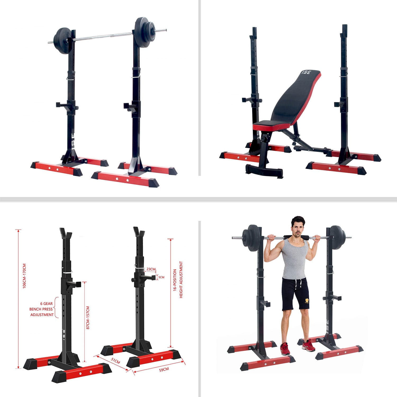 Adjustable Barbell Squat Rack for Home Strength Training