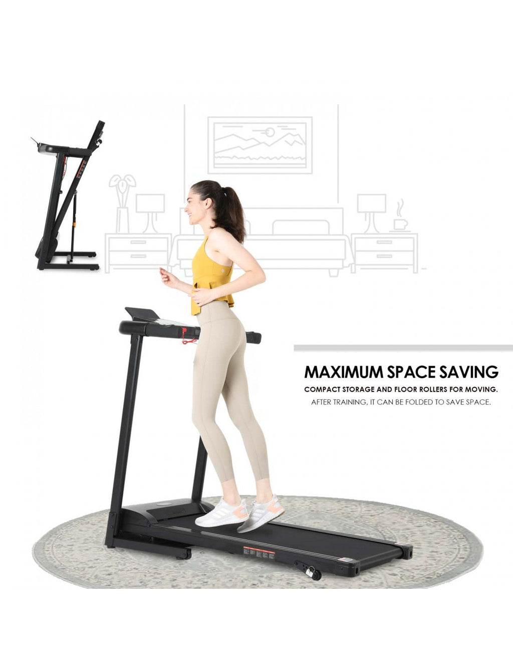 Folding Treadmill with 14km/h Speed and Hydraulic Assist