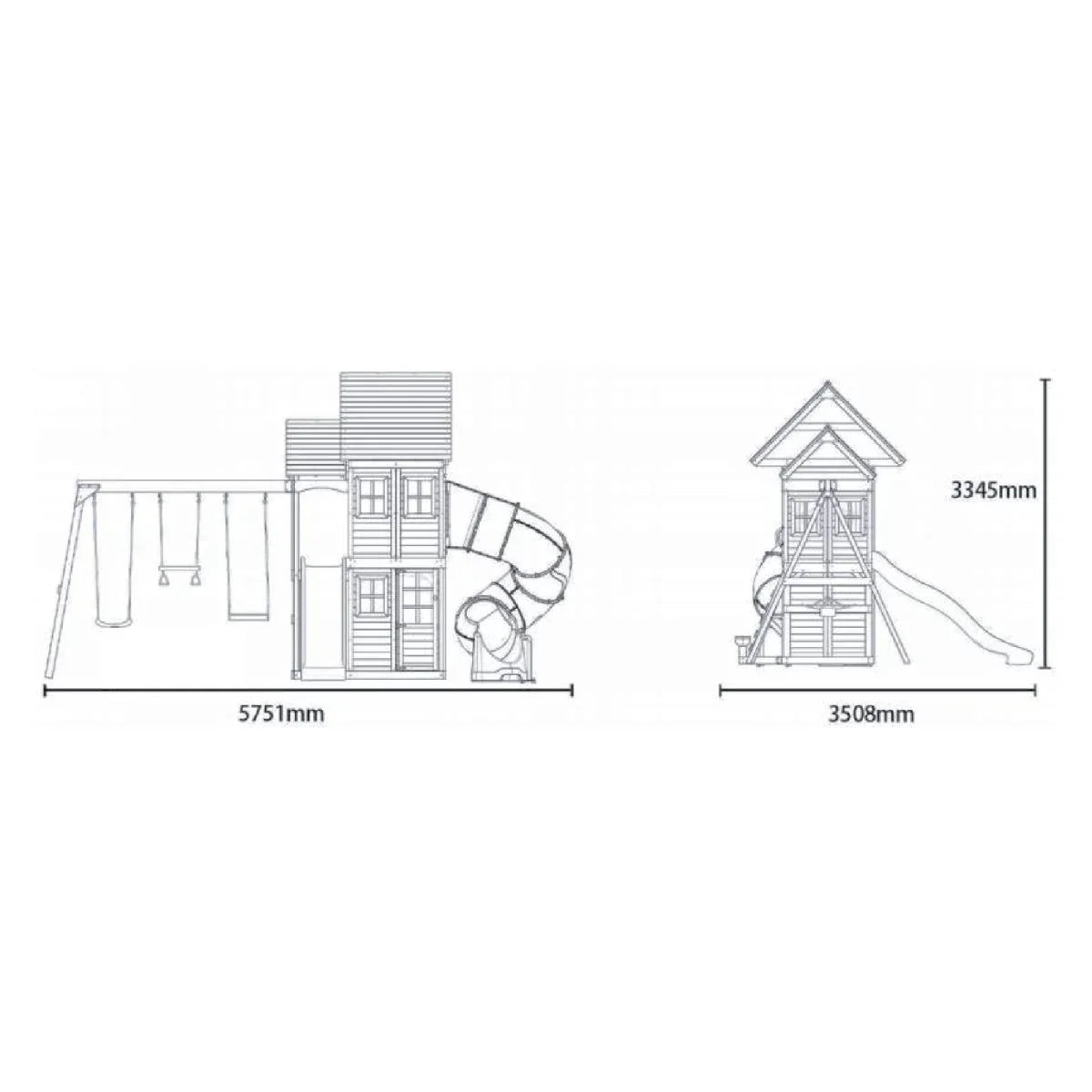 Rebo Wildwood Warren Tower Playhouse with Triple Swing & Dual Slides