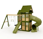 Rebo Wildwood Warren Tower Playhouse with Triple Swing & Dual Slides