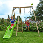 Forest Multiplay Single Wooden Swing Set and Slide
