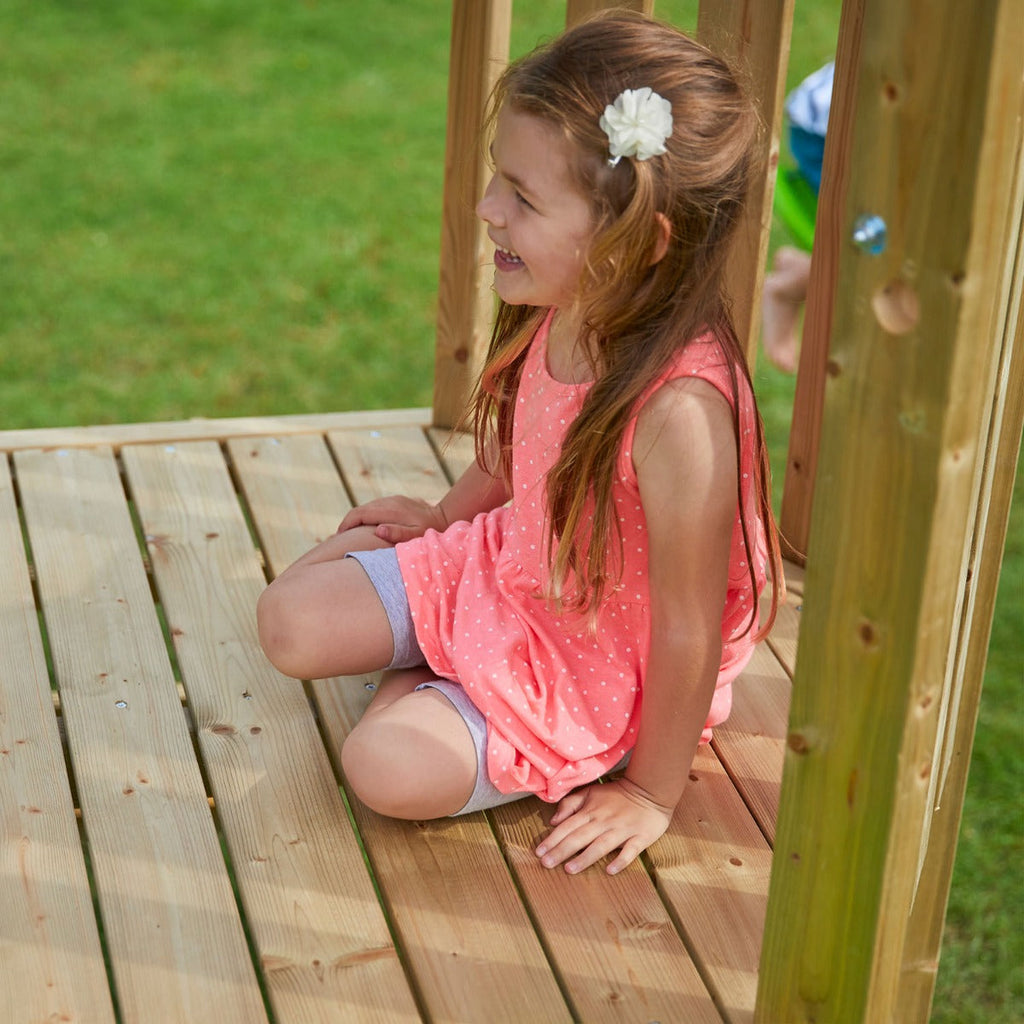 tp Castlewood Ludlow Wooden Climbing Frame with Single Swing Arm and Slide