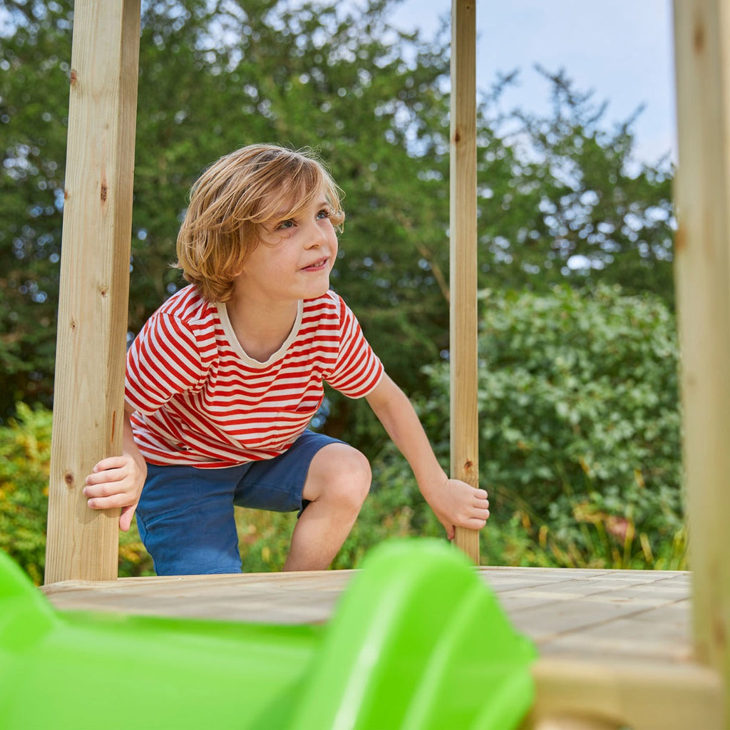 tp Castlewood Ludlow Wooden Climbing Frame with Single Swing Arm and Slide